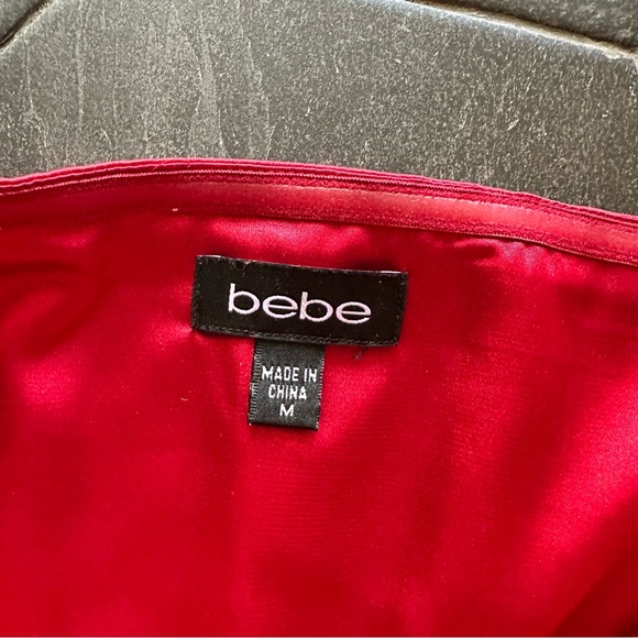 VTG Y2K 2000s Bright Cherry Red Satin Trim Silk Strapless Bustier Corset Top - Picture 6 of 8